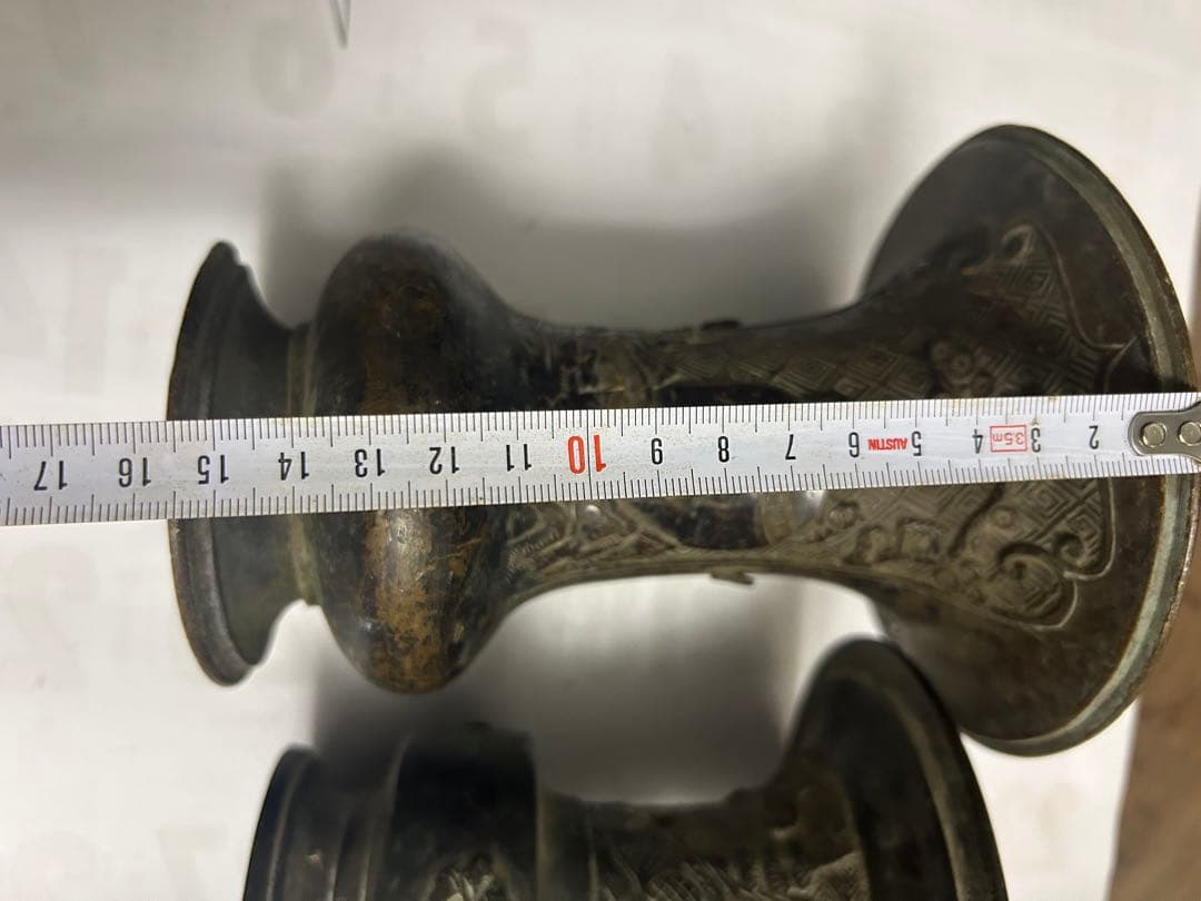 古花瓶，宣德銅製，古董，時代物