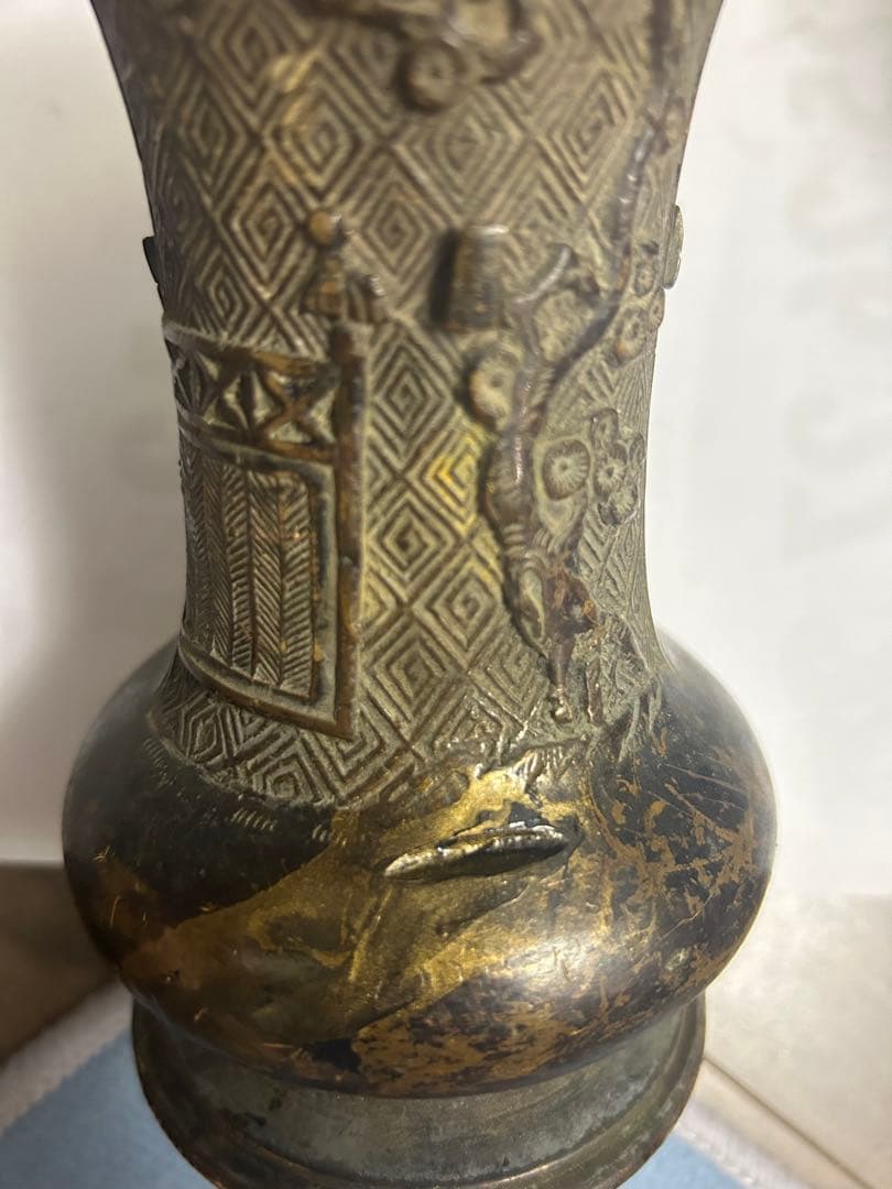 古花瓶，宣德銅製，古董，時代物