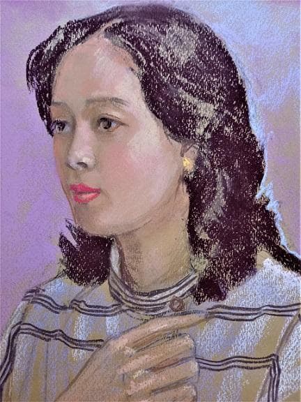 小島俊男　愛知県立芸術大学美術学部教授　パステル画　タイトル「婦人像」