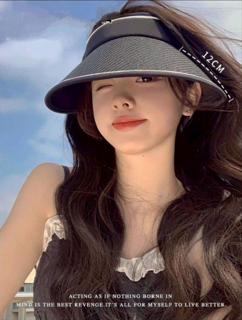 【新品】サンバイザー　折り畳み　紫外線　サンカット　ブラック　UV 帽子　ゴルフ