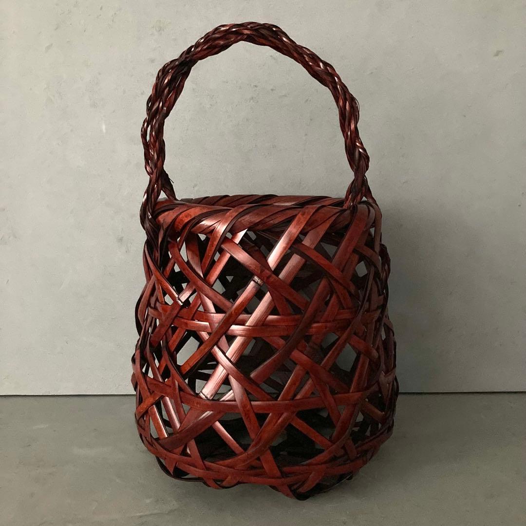 【未使用】花籠 籠花入 かやごもり 花器 茶道具 37cm×24cm