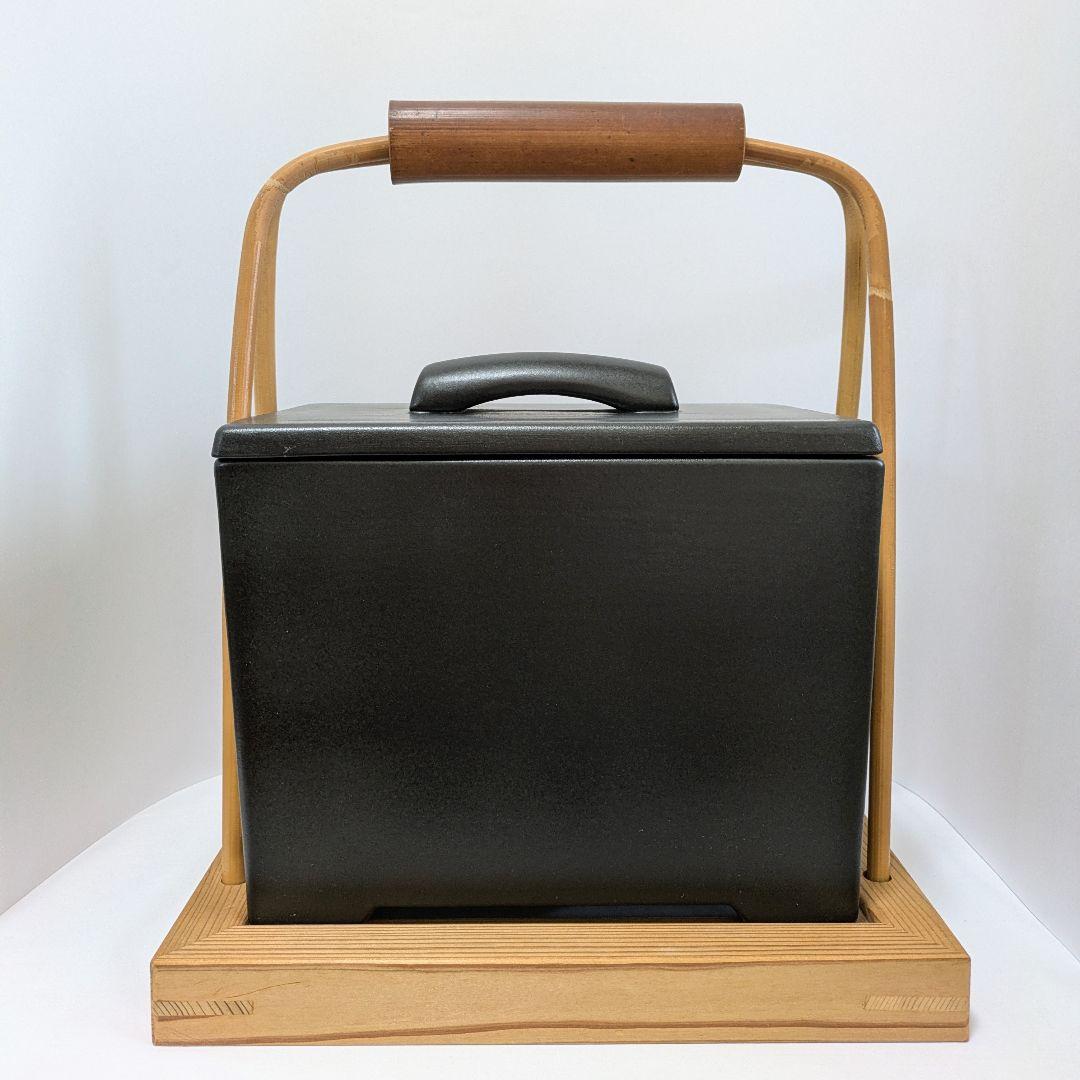 手付き火消し壺　黒四方　サイズ大 黒共蓋陶器製　水屋道具