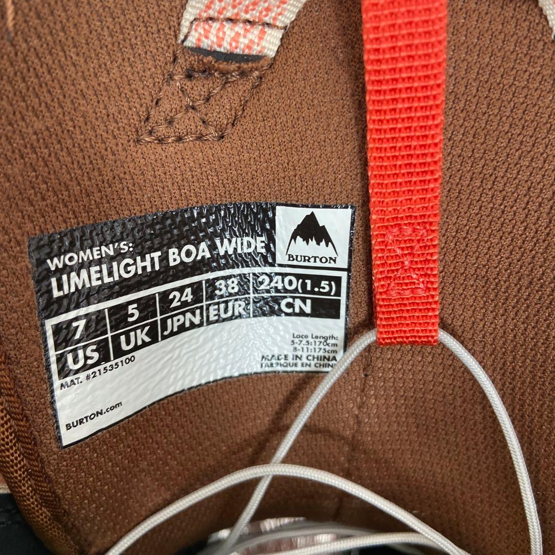 【送料込み】バートンレディーススノーボードブーツ　ライムライトBOA 24cm
