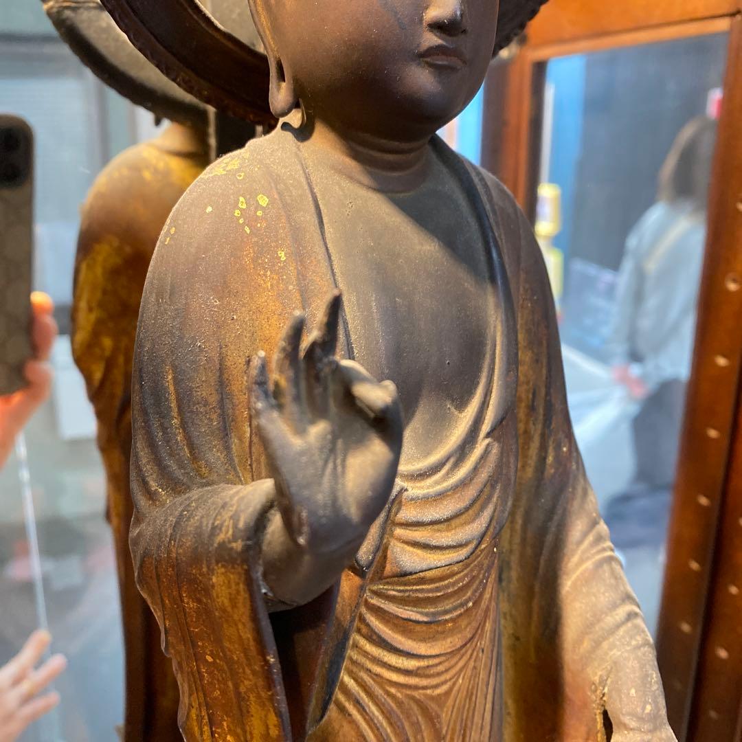 【感謝】阿弥陀如来像　木彫玉眼　江戸中期