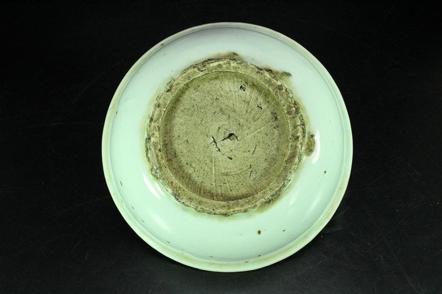 唐物 古染付 青花 青菜紋 皿 十件揃 虫喰い 中国(K-A408)