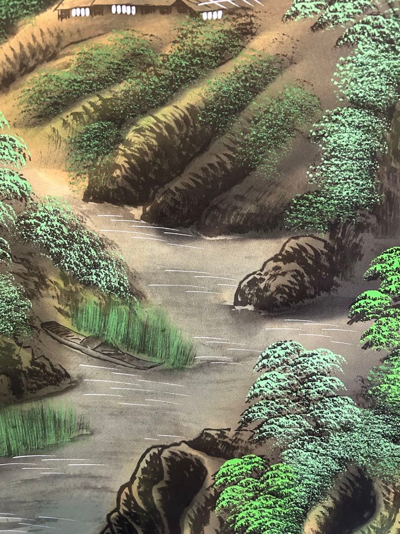 水墨画 山水画 竹ノ風景画 掛け軸 壁掛け飾り
