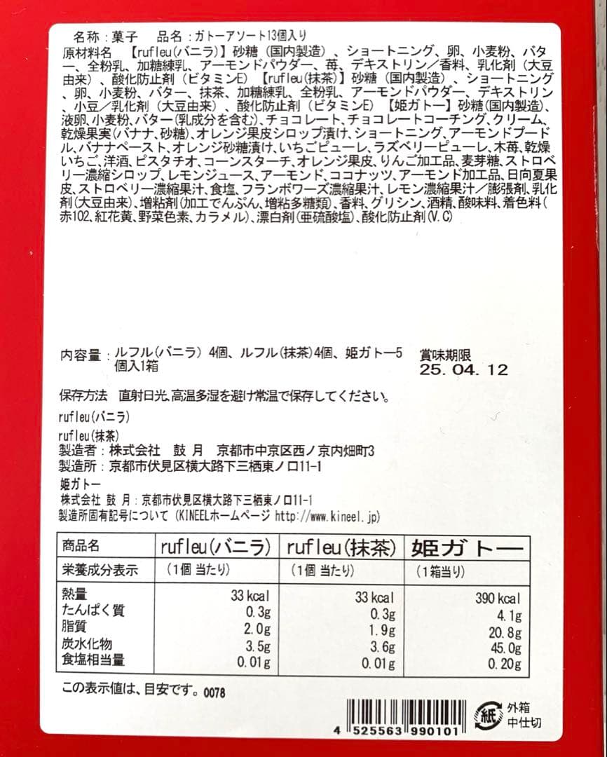 KINEEガトーアソート・帝国ホテルクッキー・千疋屋フルーツケーキ・サブレエシレ