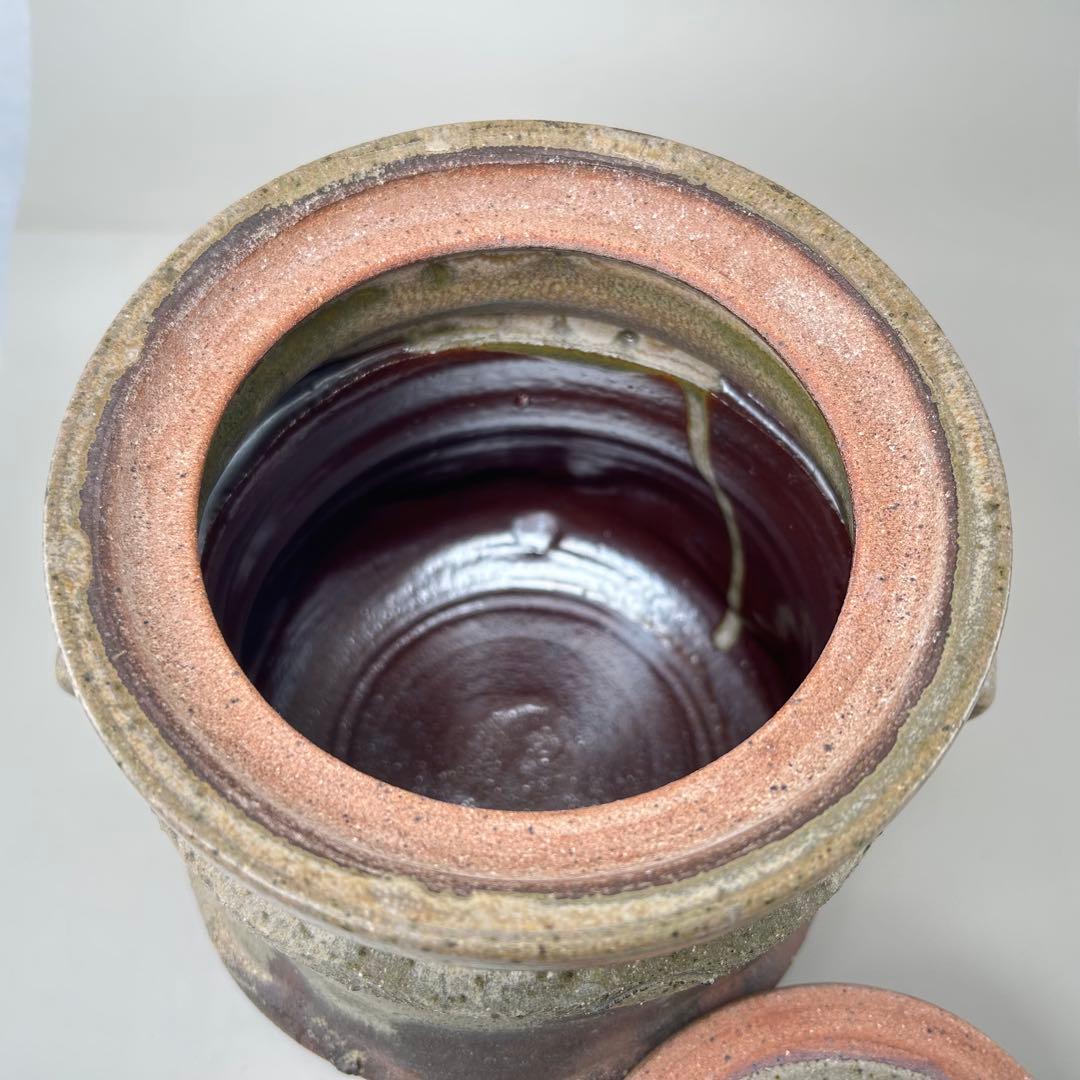 B020高倉国光 茶道具 水指【小石原焼耳付水指】木箱付き