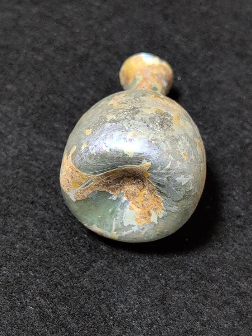 ローマングラス 小型ガラス瓶 透明感 オレンジ斑点