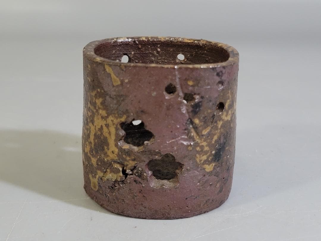 金重陶陽作 備前 茶巾筒 道明識箱 DT419