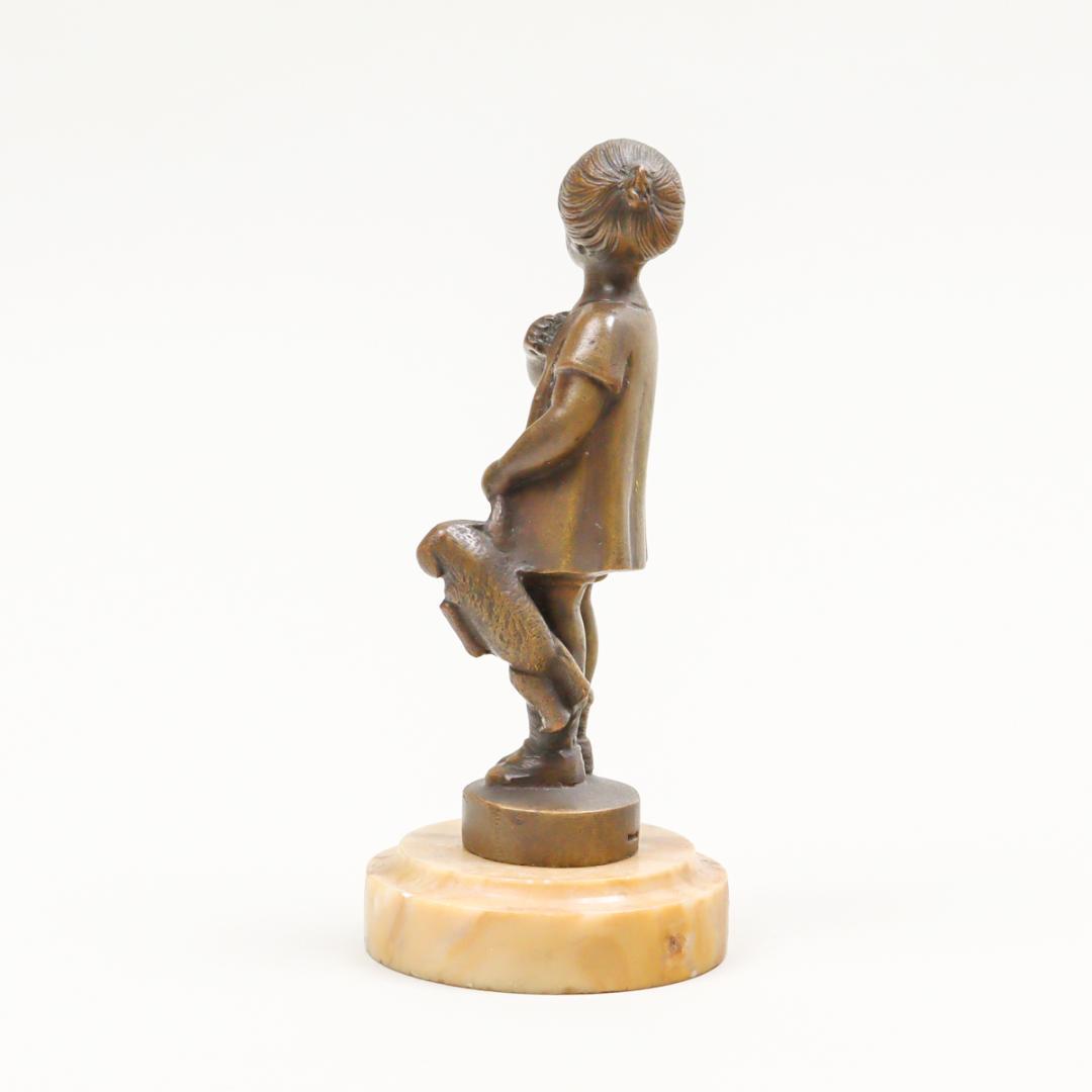 F. RECOURT モーリス・フレクール テディベアを持つ少女像 ブロンズ