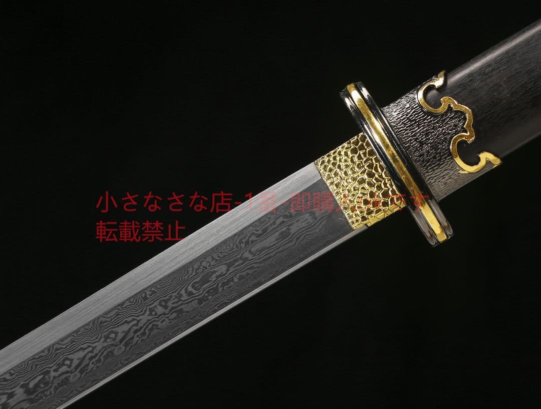 環首唐横刀二色型烏木百錬文紋鋼 古兵器 武具 刀装具 日本刀 模造刀 居合刀