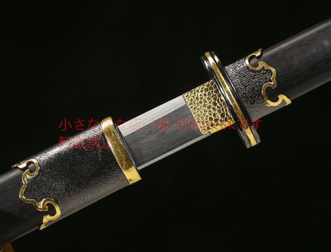環首唐横刀二色型烏木百錬文紋鋼 古兵器 武具 刀装具 日本刀 模造刀 居合刀