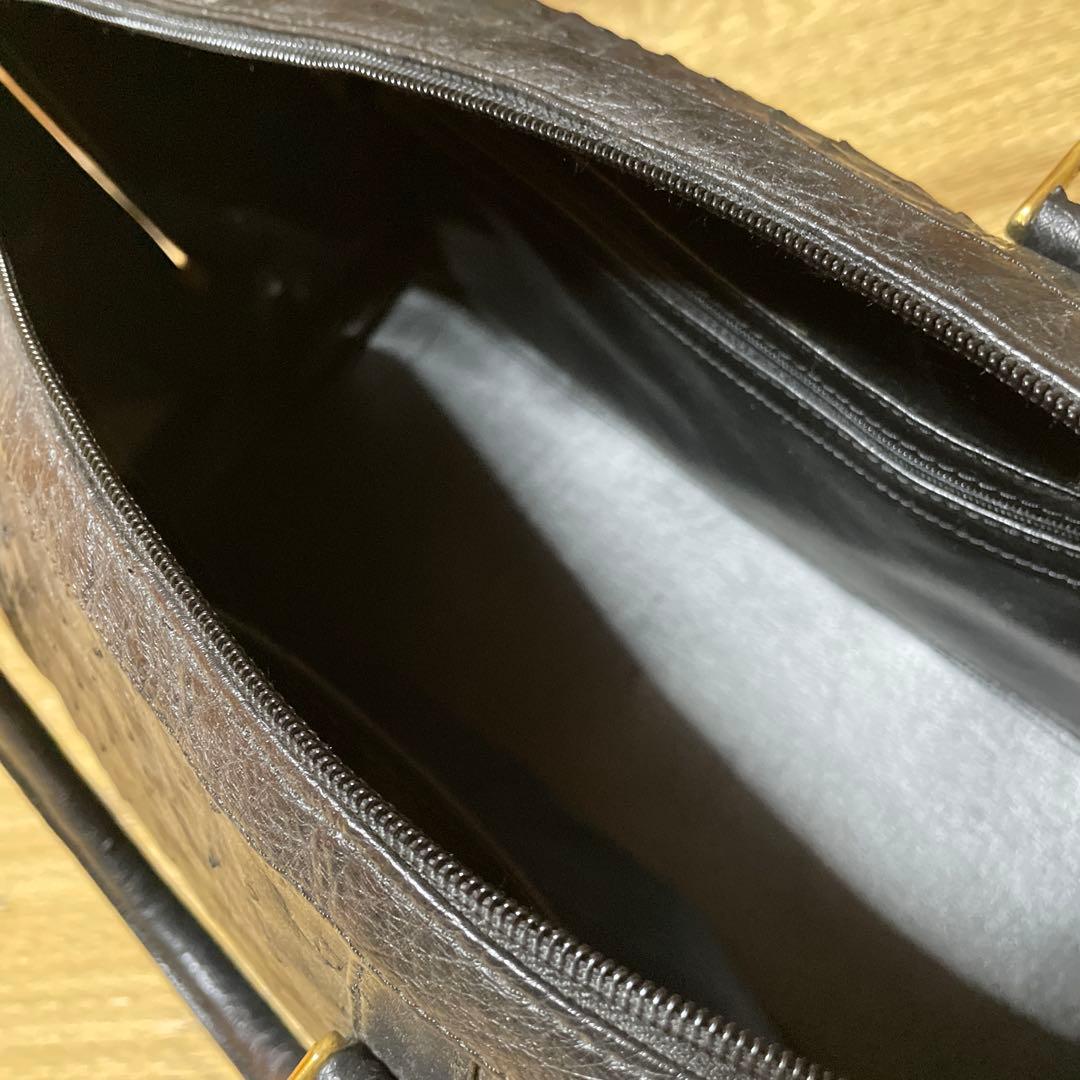 美品 オーストリッチ ボストンバッグ 黒 ブラック 2WAY 旅行 バック