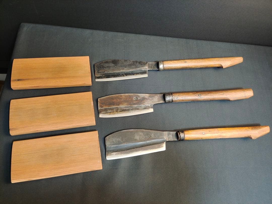 木鞘　鉈　3本　サバイバルナイフ　薪割り　腰鉈　大工道具　鋼製　手打　土佐 照光