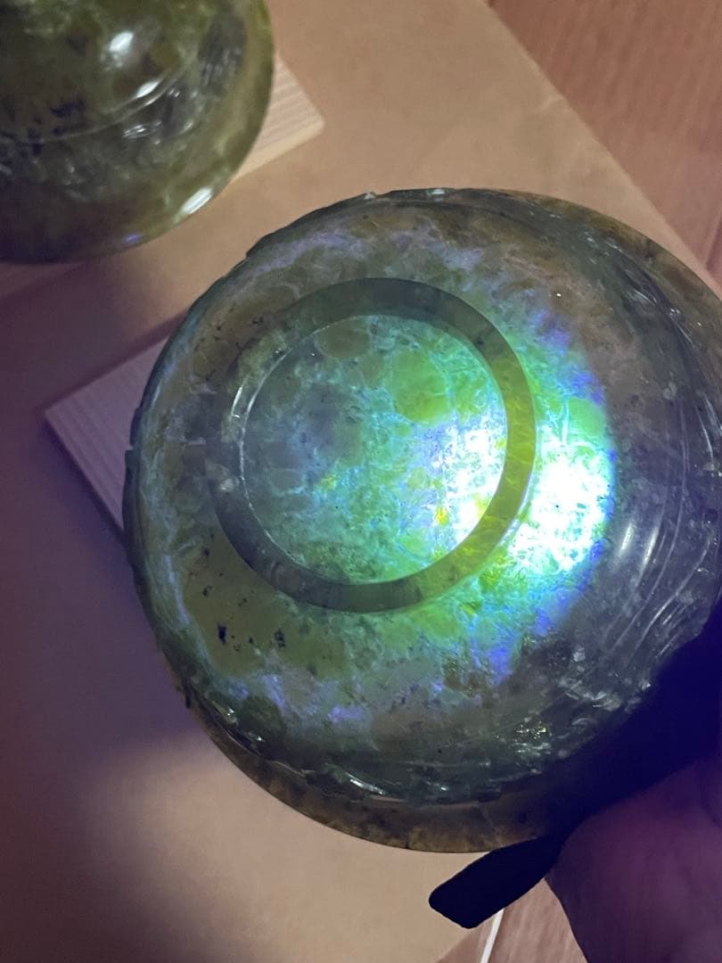 翡翠製ボウル2個セット　中国伝統工芸　雲龍紋　蒼龍紋　中国美術　吉祥文様