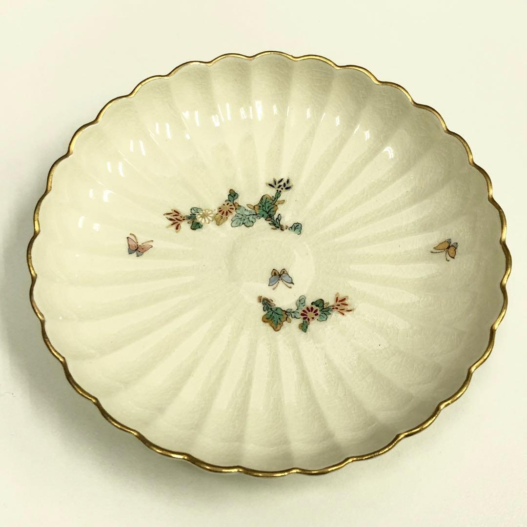 【95】沈壽官窯 白薩摩菊脚皿 菊 薩摩焼 小皿 ４枚 美品