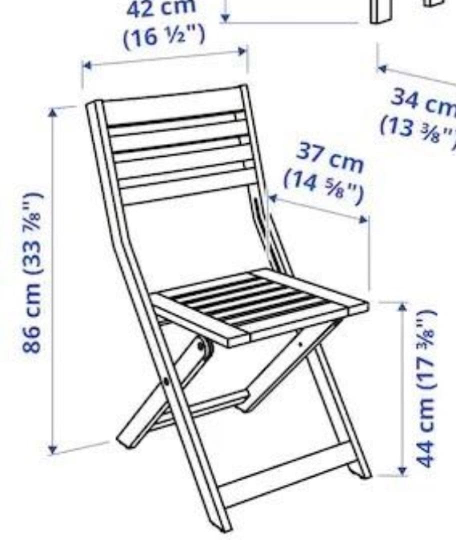 （引き取り可）折りたたみ式木製ガーデンチェア2脚セット