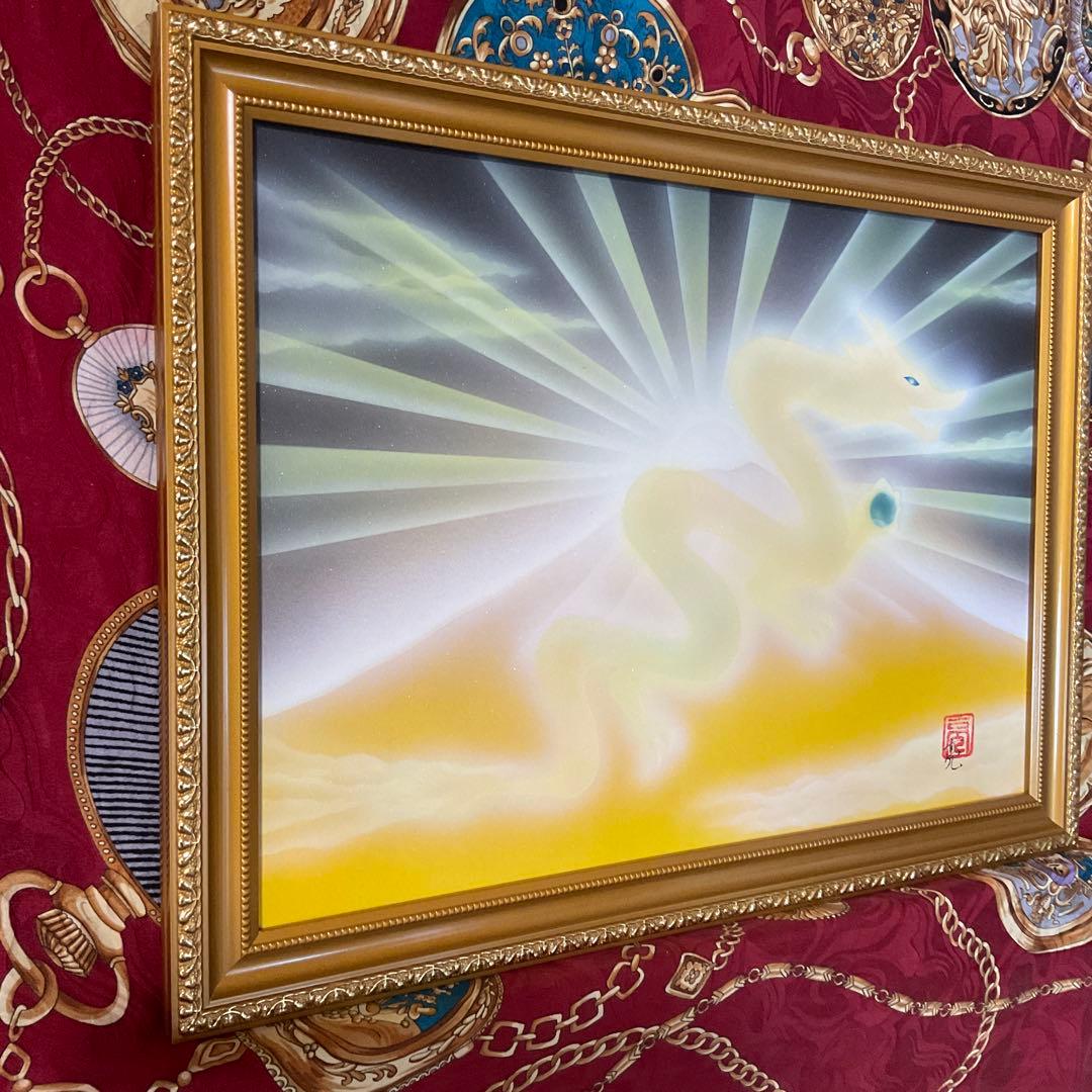s龍神絵画新春セール｜ダイヤモンド金富士白金龍 B4額縁付きエナジーアート