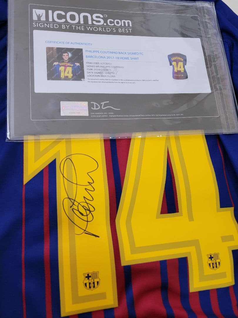 バルセロナ コウチーニョ サイン ユニフォーム ICONS 正規 証明書
