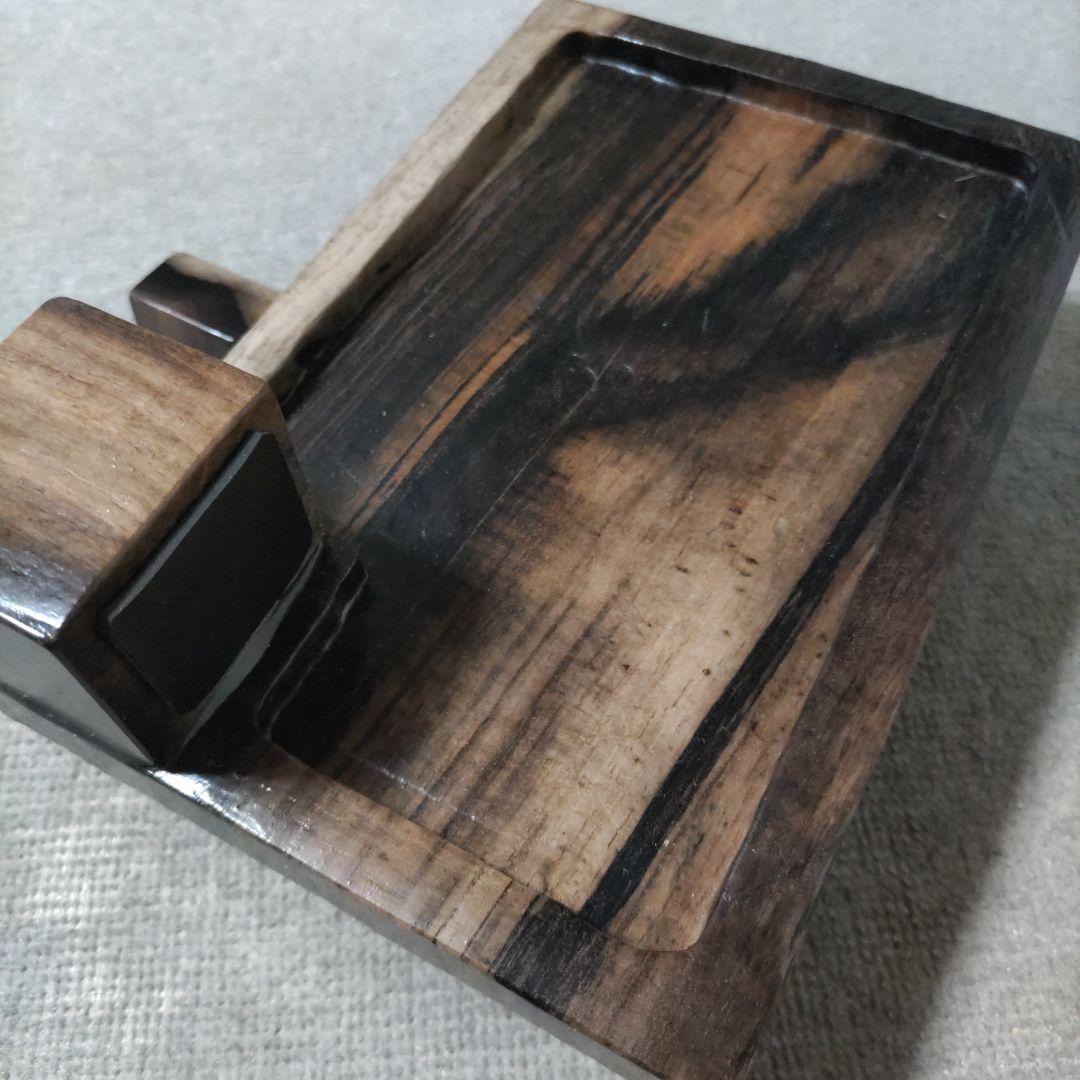 黒柿　くり抜き手作りへらお膳　ヘラお膳　左用