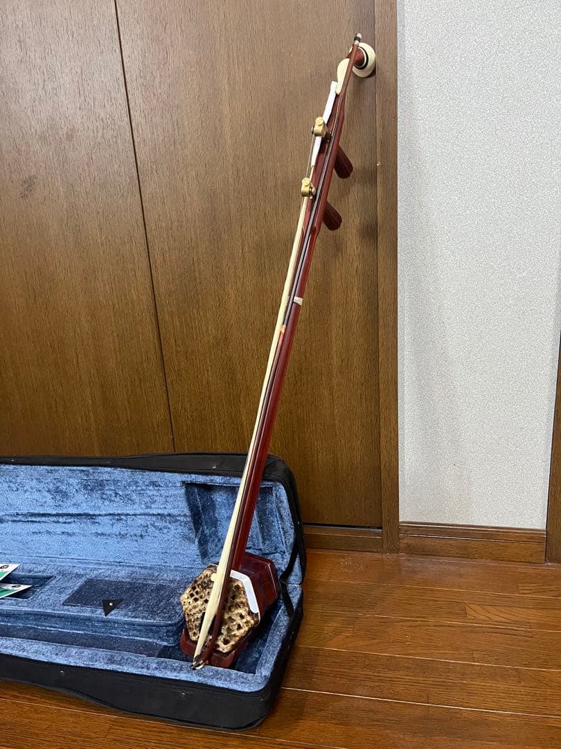 二胡 ケース付き 木製 赤茶色