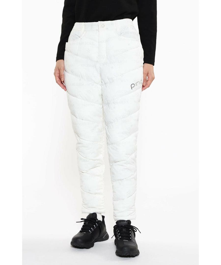 新品上下セットping 防寒レディースホワイトダウンジャケット＆パンツ