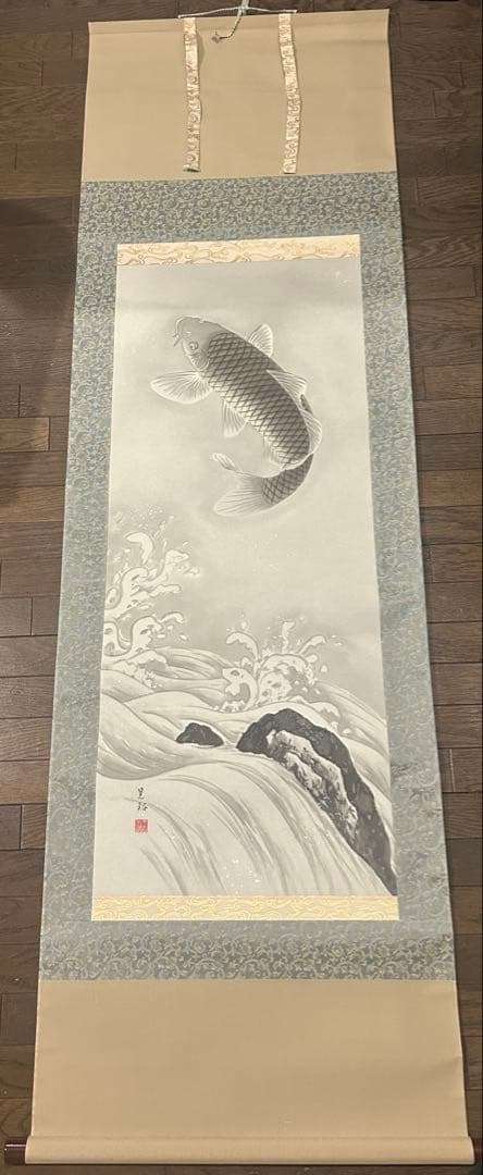 【昇鯉】共箱/出世祈願/端午の節句/掛け軸