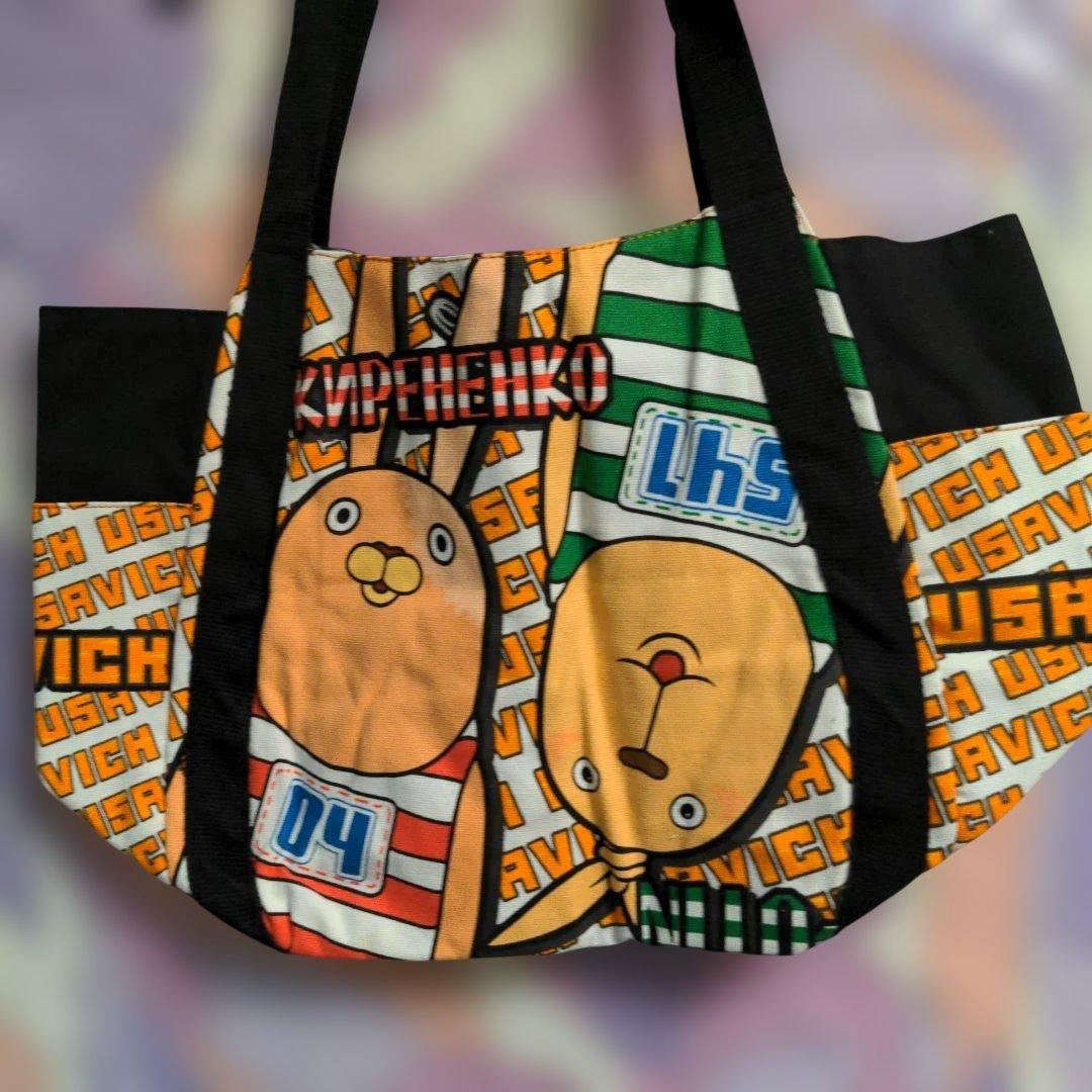 平成レトロ　ウサビッチ　カラフル　キャンパス地　トートバッグ