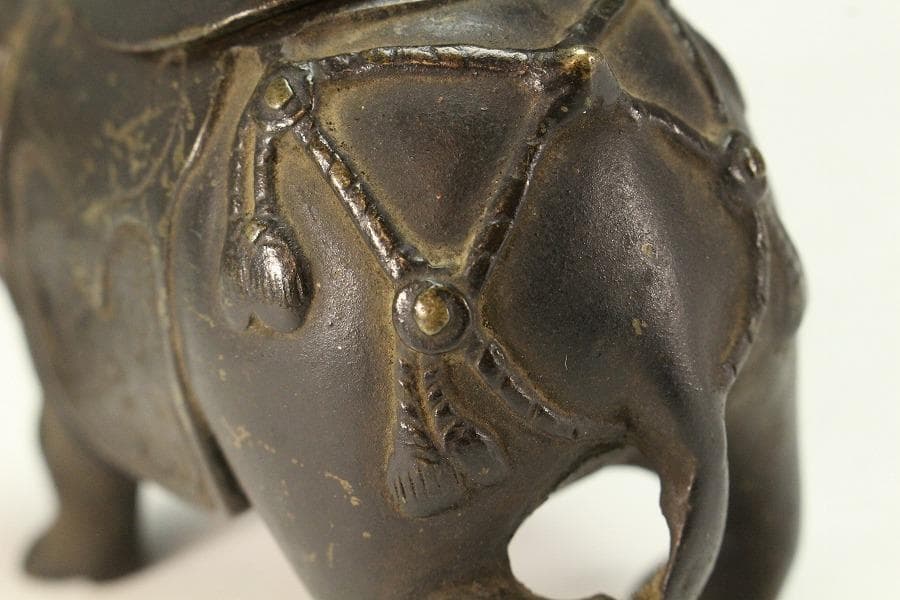 中国美術 古銅 象上達磨大師 香炉(K-XA806)