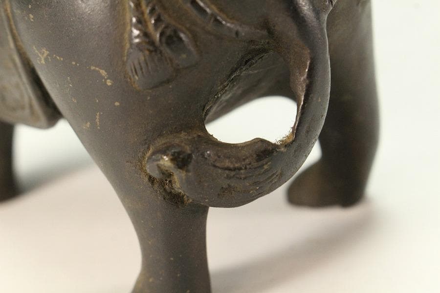 中国美術 古銅 象上達磨大師 香炉(K-XA806)