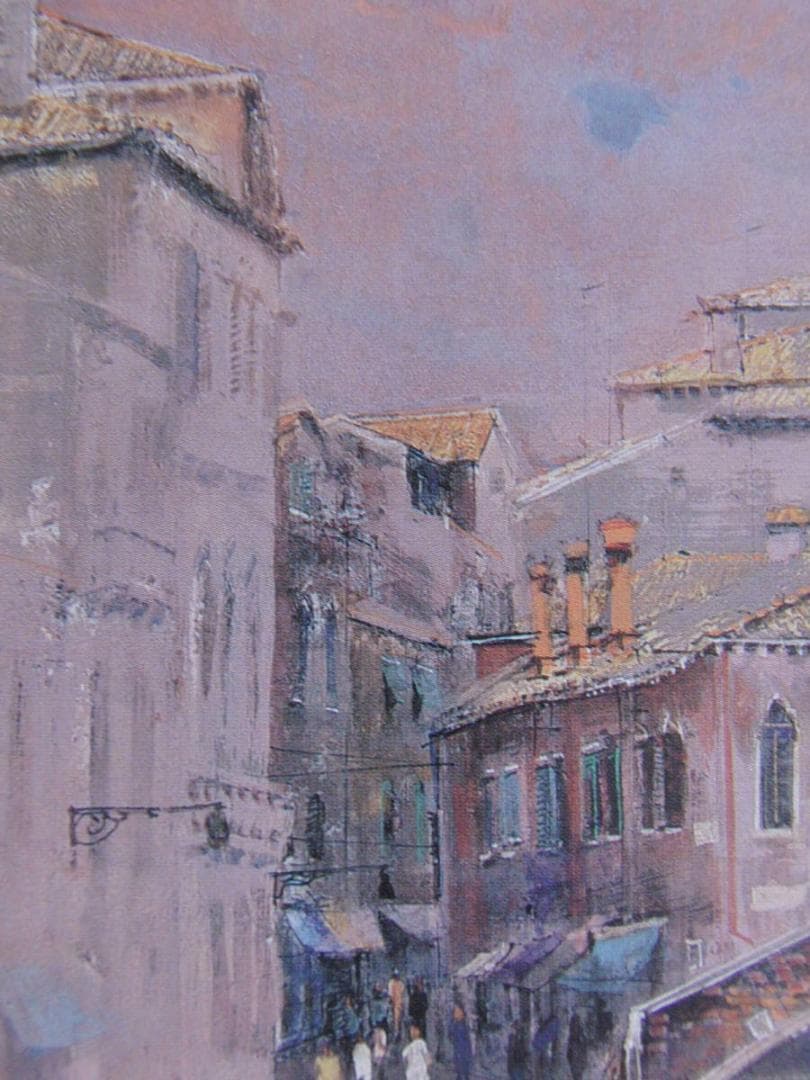 飯田史朗、【眞夏のヴェネツィア】、希少な額装用画集より、新品額装付