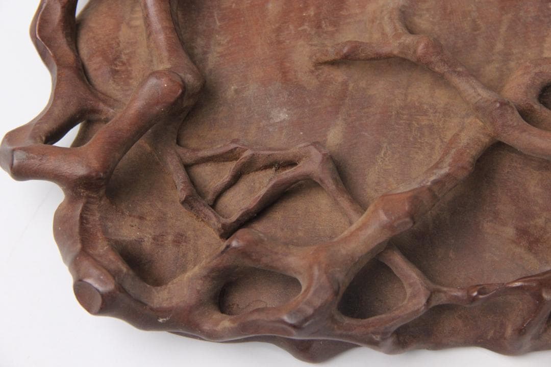 香炉台 飾台 葡萄杢 変木 盆栽　銘あり　木彫 昂石 茶道具 EM3-21