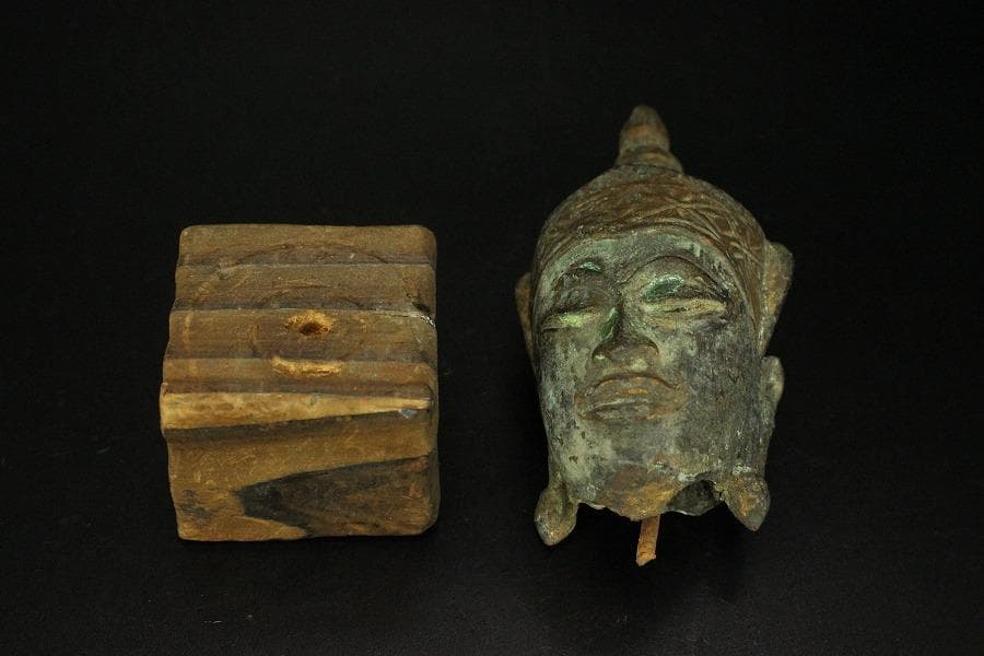 東南アジア美術 ガンダーラ 古銅 仏頭 高13.3cm(LC324)