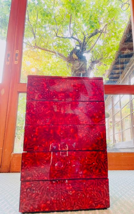 アンティーク品(昭和12年)5段 若狭塗りお重＆木箱のset