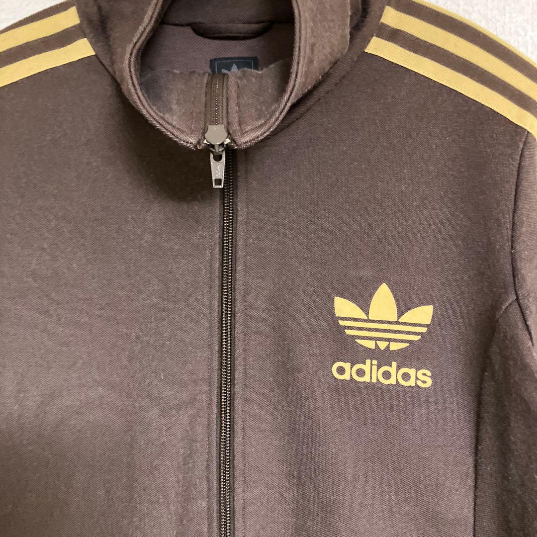 アディダス トラックジャケット ブラウン系 トレフォイル デカロゴ L