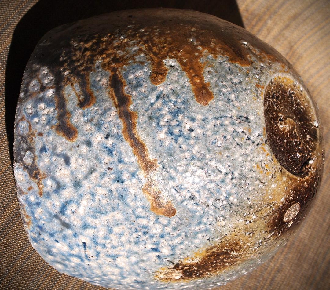 人気作家★大岩智之【師：隠崎隆一】★黒備前茶碗★共箱★コバルト