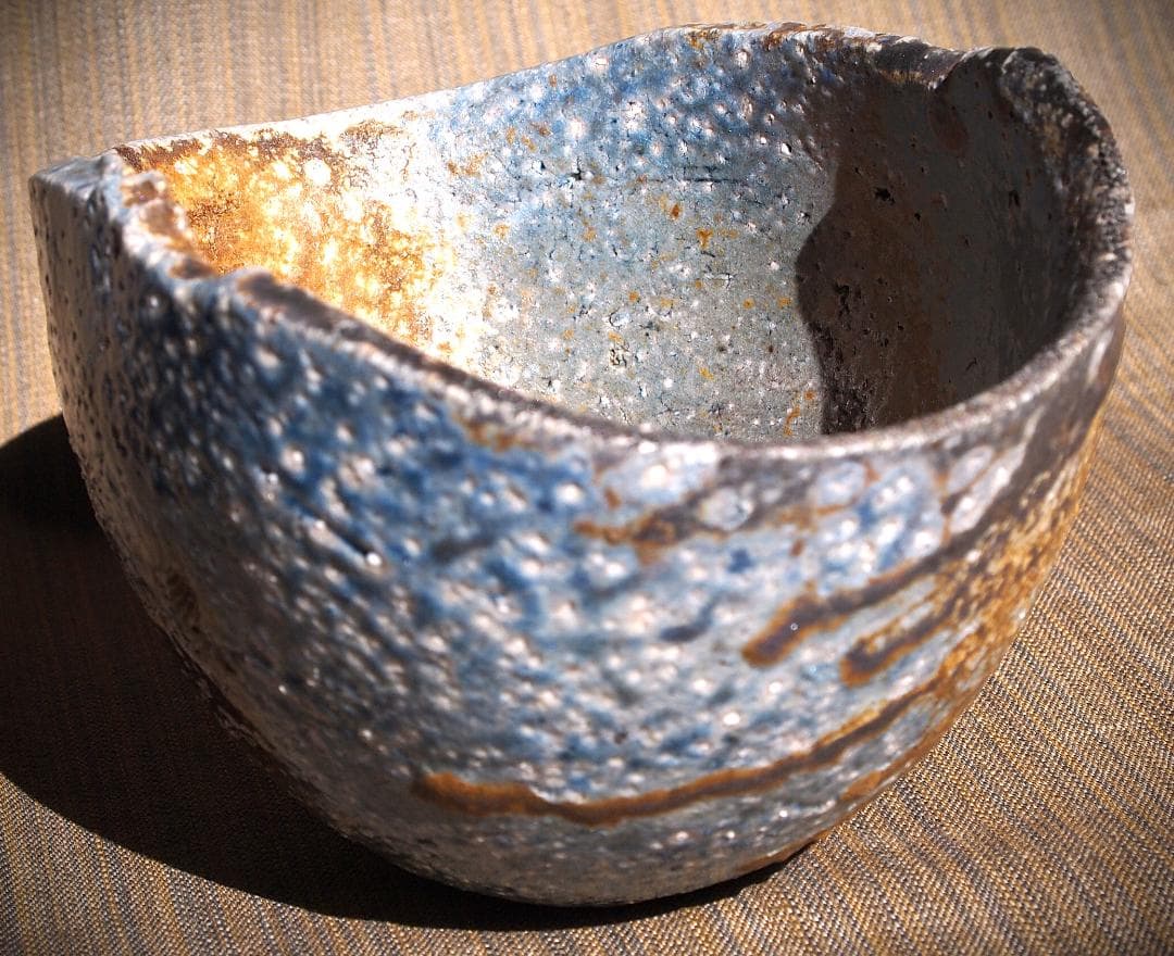 人気作家★大岩智之【師：隠崎隆一】★黒備前茶碗★共箱★コバルト