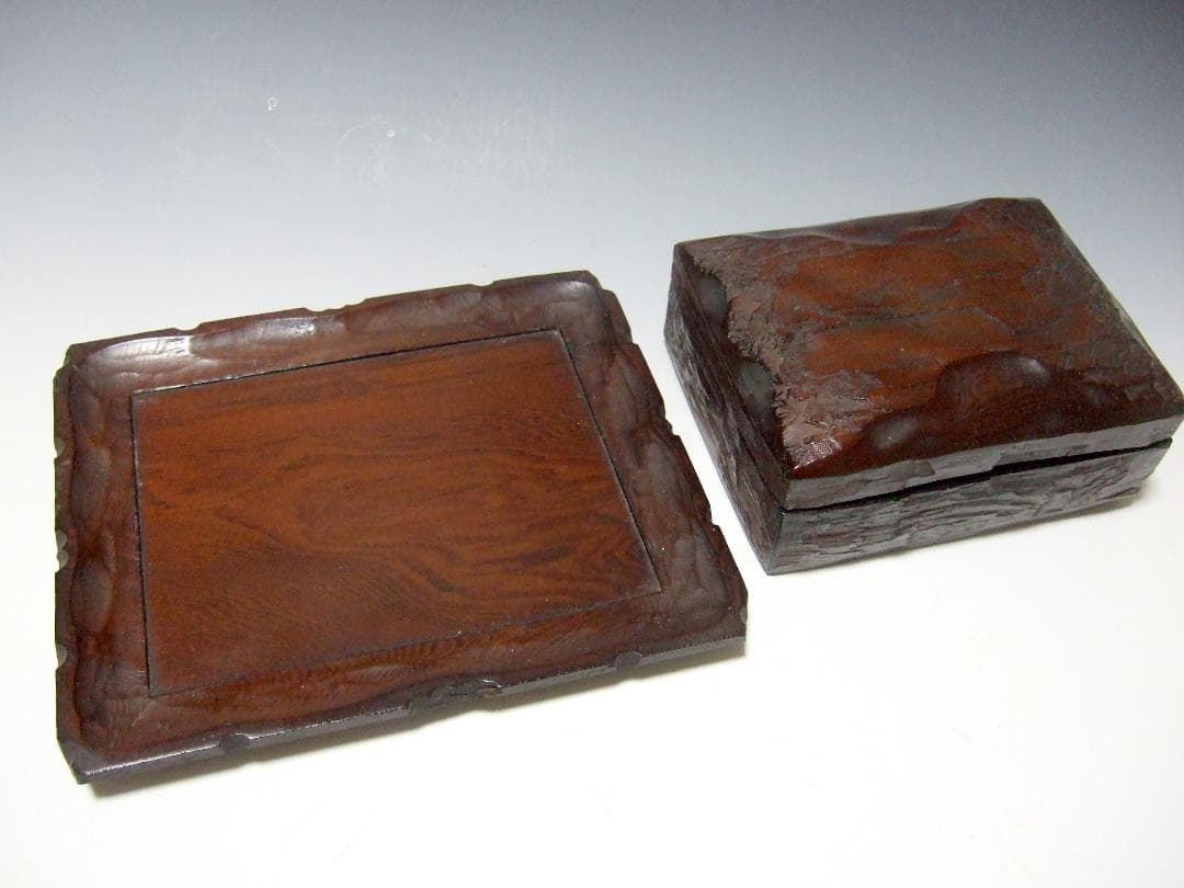 天然木 埋もれ木 小箱 角盆 煙草入 煙草盆 小物入