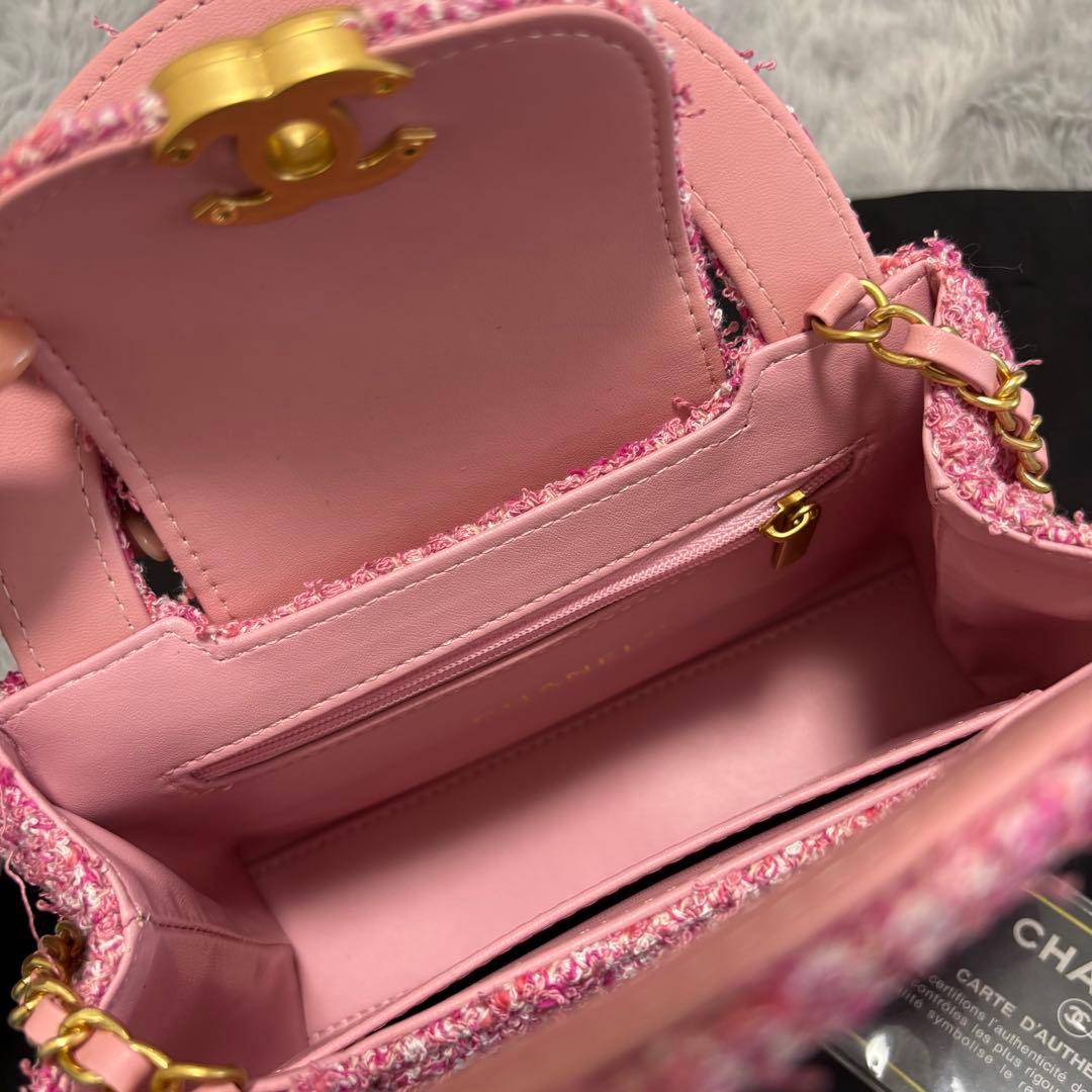 シャネル ツイード ハンドバッグ マトラッセ ピンク ノベルティ