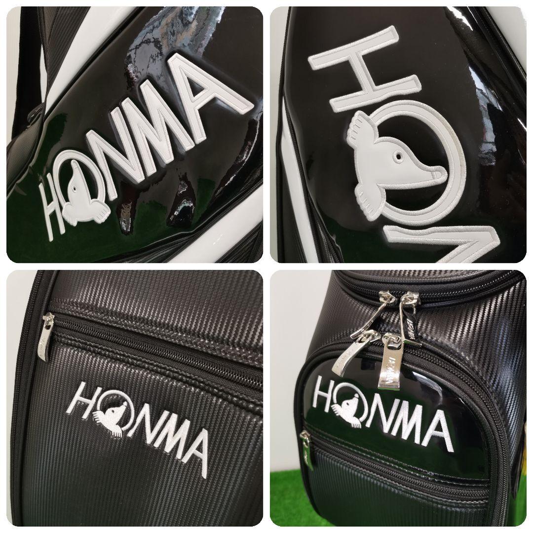 【美品】HONMA ホンマ モグラ ロゴ キャディバッグ ゴルフバッグ 黒/白