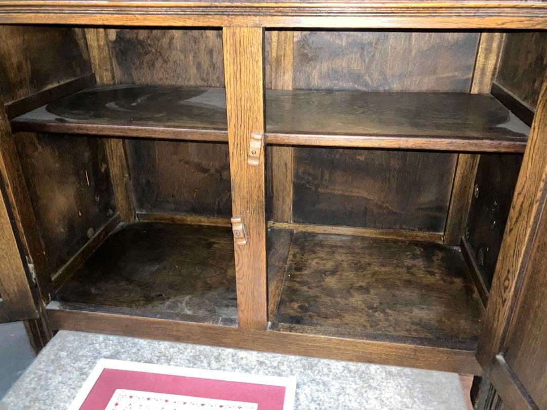 ◉西洋風アンティーク調ドーム型木製ハッチバック式三段収納棚コンディション良実用品