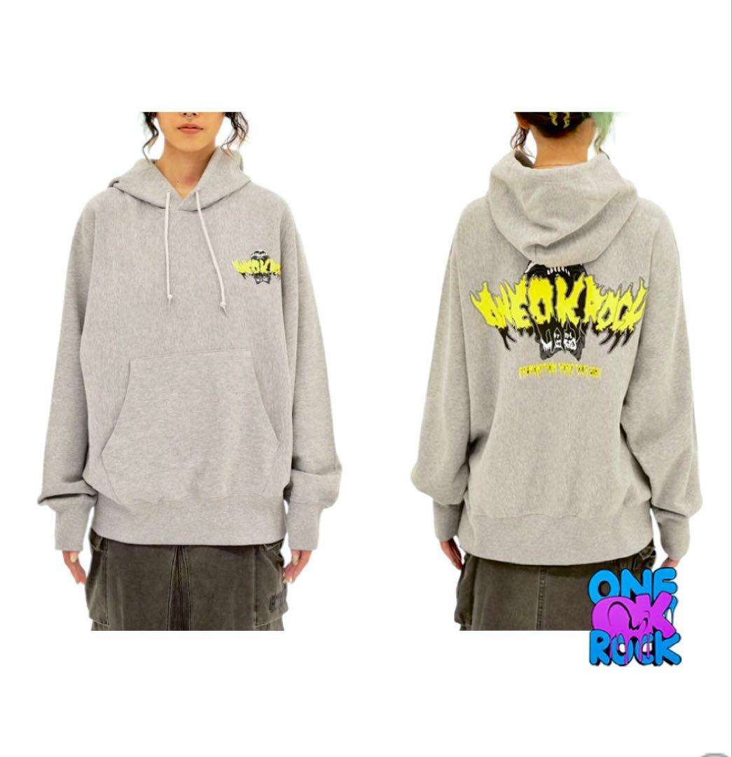 ONE OK ROCK 2024/グレー フード付きスウェットパーカー / L