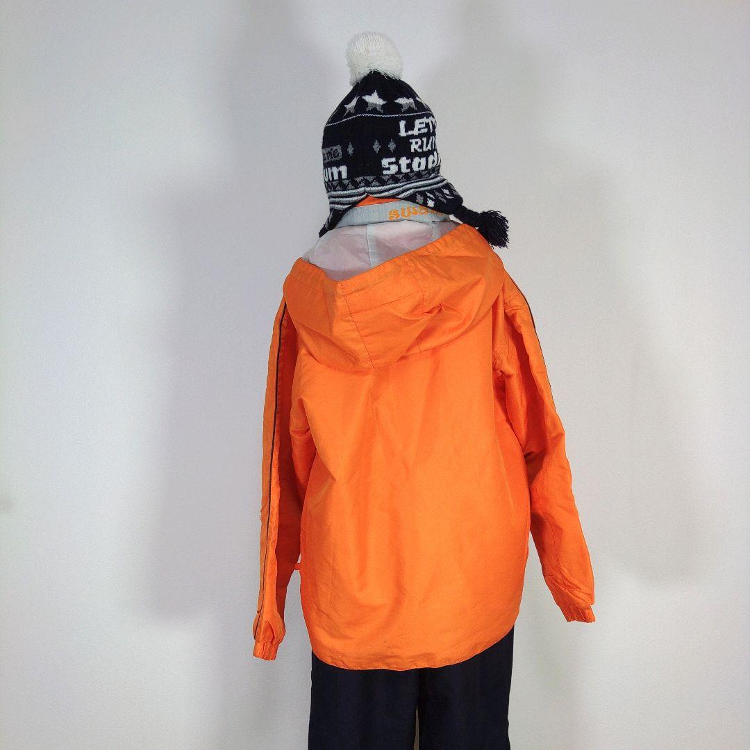 スキーウェア　110cm　男の子　キッズ　子供　オレンジ　ネイビー　紺　ゴーグル