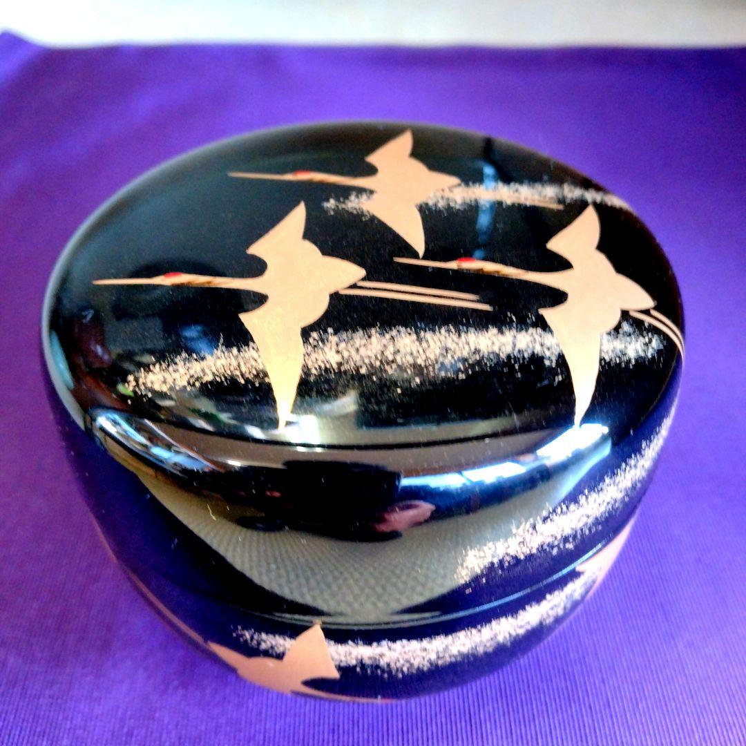 茶道具　期間限定特価　群鶴蒔絵平棗　内梨子地　新品未使用品