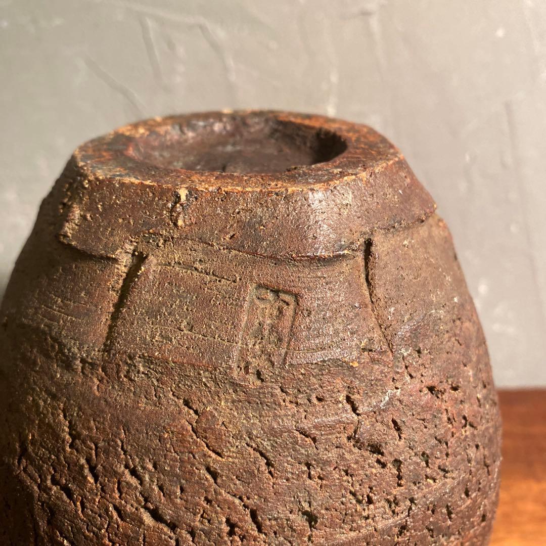 信楽焼 古仙堂 緑釉双耳花入 花瓶 花器 骨董品 時代物 インテリア