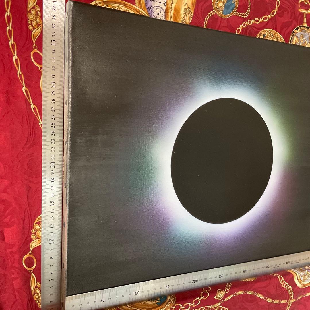 開運絵画アクリル原画｜皆既日食と天之御中主 大型高波動瞑想 浄化ヒーリングアート