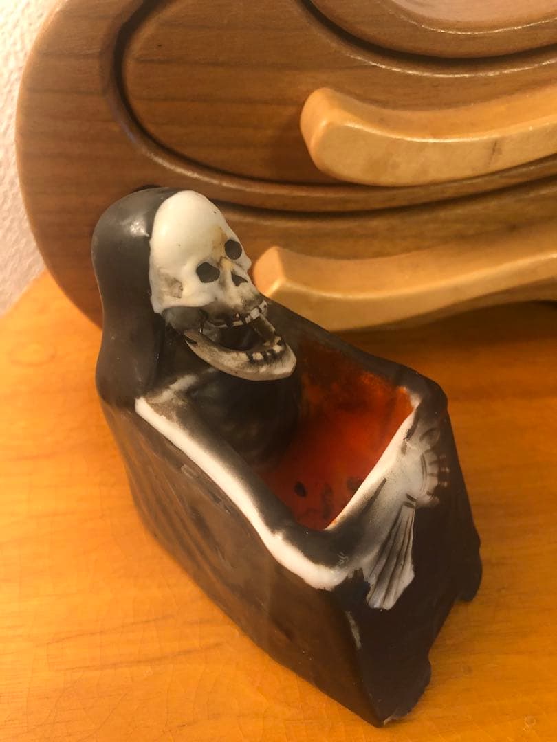 ビンテージ　髑髏　骸骨　スカル　死神　灰皿　レトロ　grim reaper