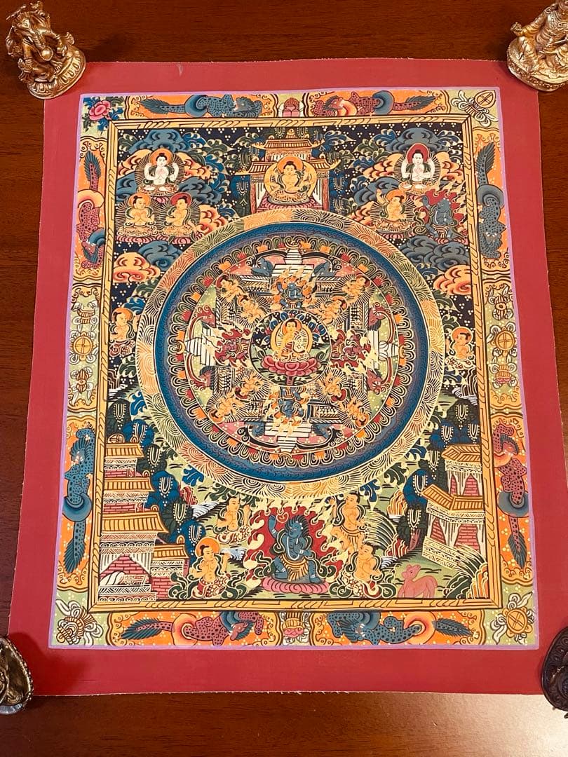 チベット密教 手描き曼荼羅（マンダラ）タンカ【新品・一点物】肉筆画 11