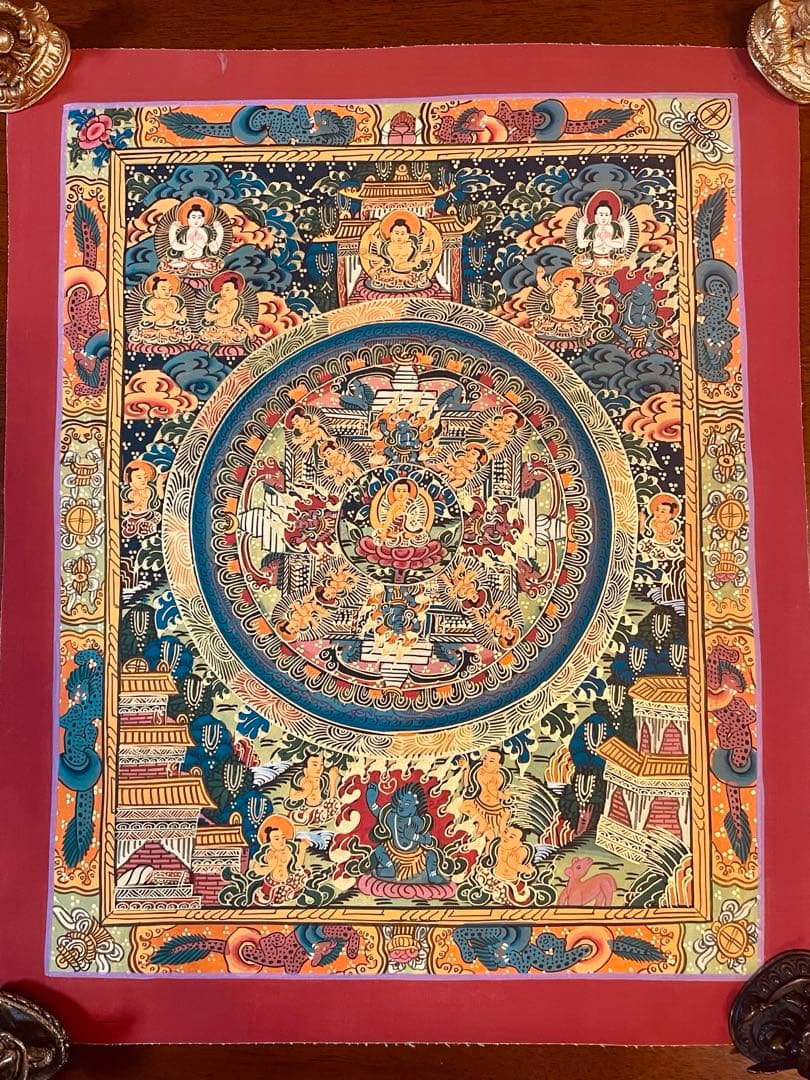 チベット密教 手描き曼荼羅（マンダラ）タンカ【新品・一点物】肉筆画 11